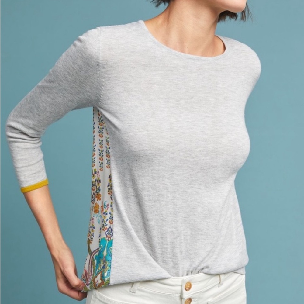 Anthropologie Kachel Mixed Media Boho Print Top.